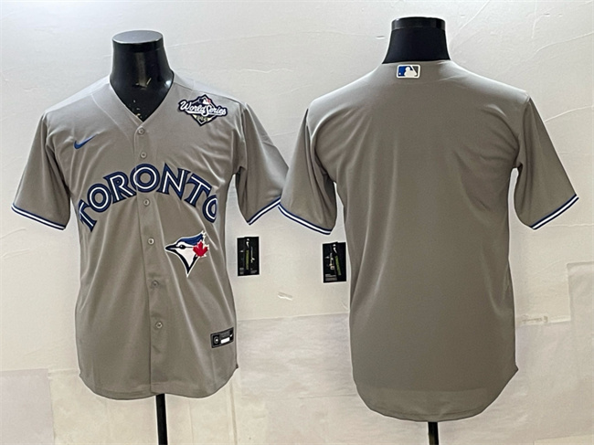 Men's Grey Toronto Blue Jays Blank 2025 World Series Cool Base Stitched Baseball Jersey